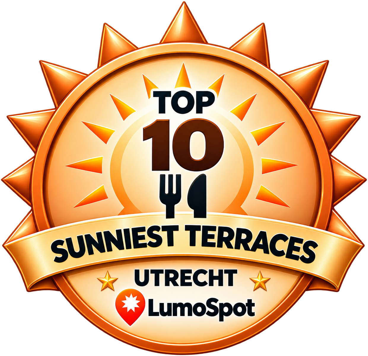 LumoSpot Top 10 Restaurant Sunniest Terrace of Utrecht badge