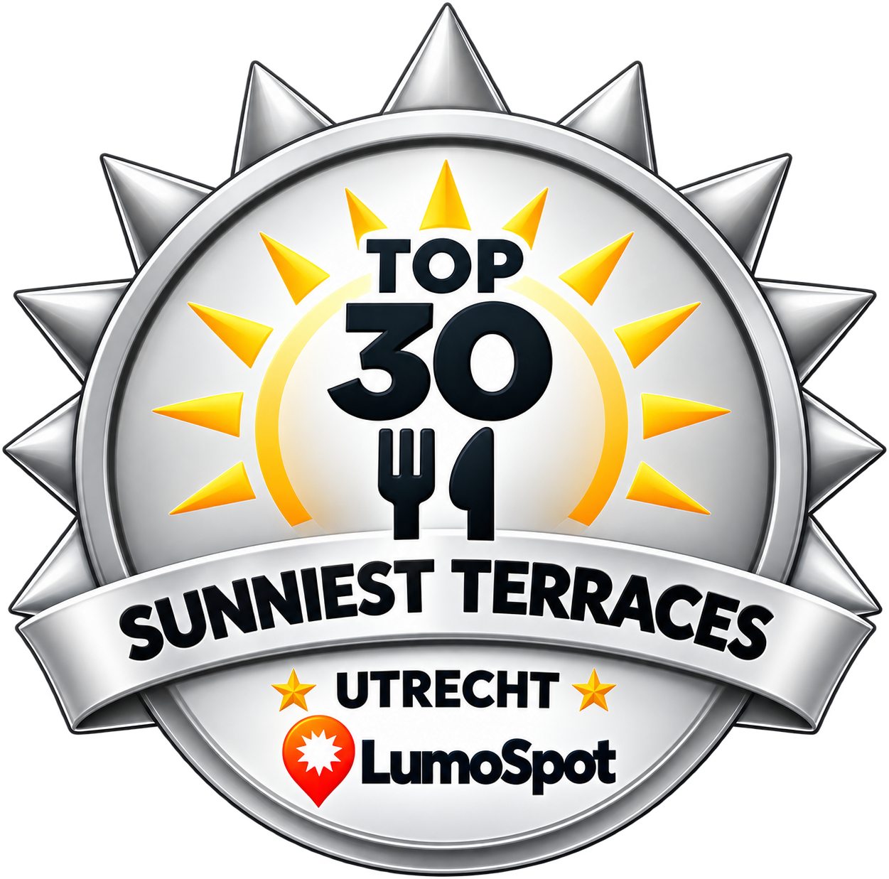 LumoSpot Top 30 Restaurant Sunniest Terrace of Utrecht badge
