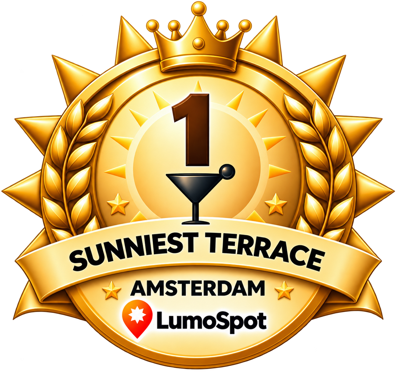 LumoSpot-badge Zonnigste terras van Amsterdam: 1e plaats Bar