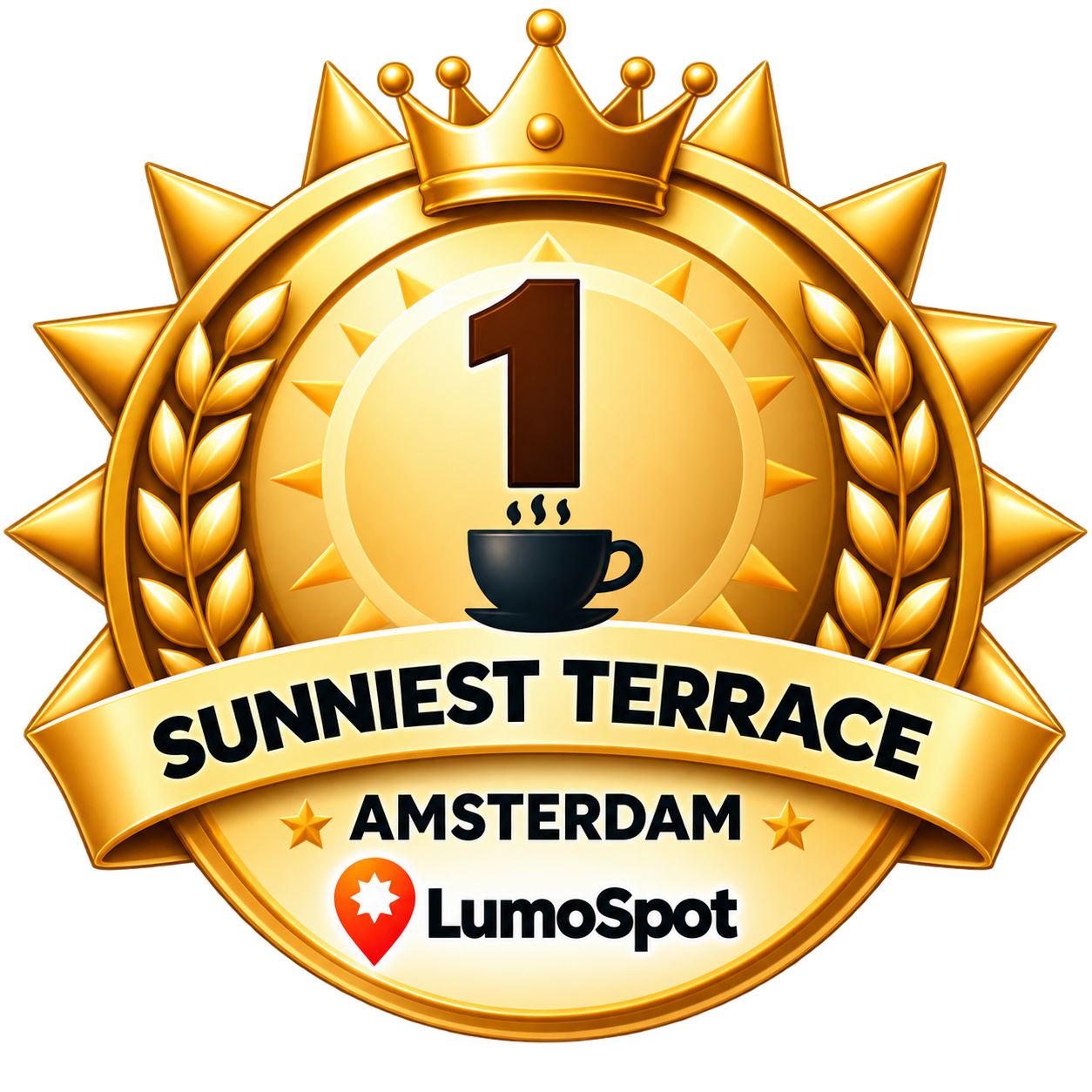 LumoSpot-badge Zonnigste terras van Amsterdam: 1e plaats Café
