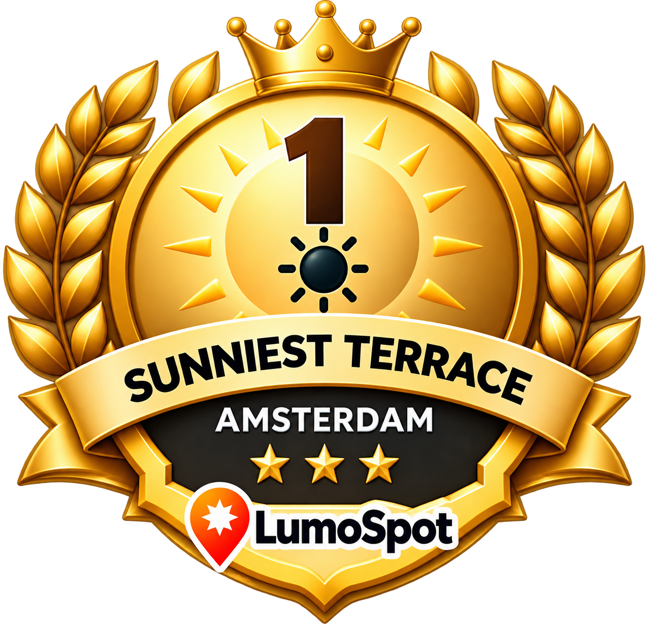 LumoSpot-badge Zonnigste terras van Amsterdam: 1e plaats Algemeen