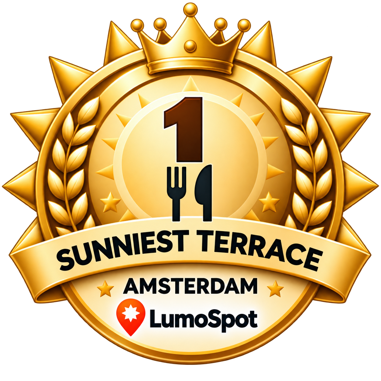 LumoSpot-badge Zonnigste terras van Amsterdam: 1e plaats Restaurant