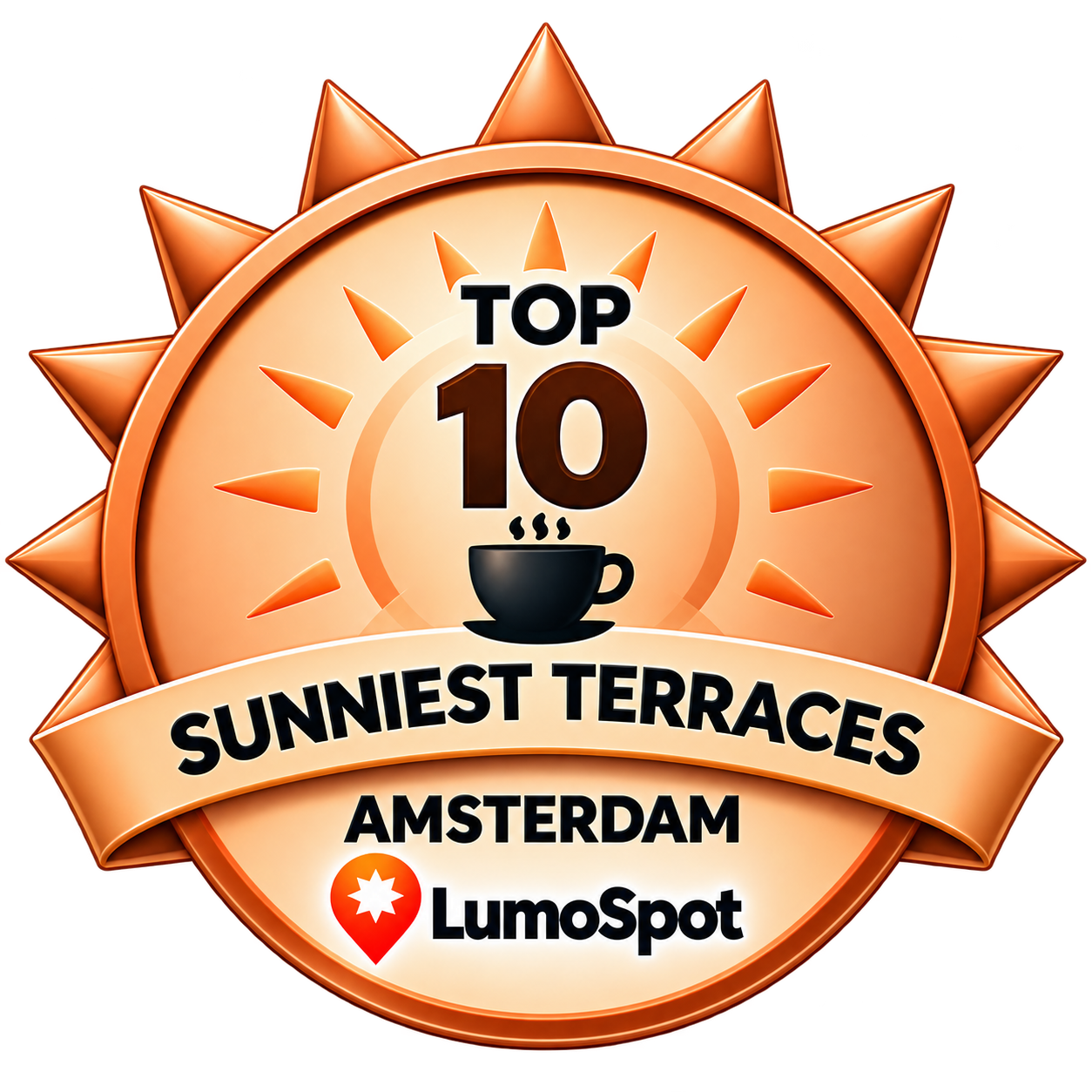 LumoSpot-badge Zonnigste terras van Amsterdam: Top 10 Café