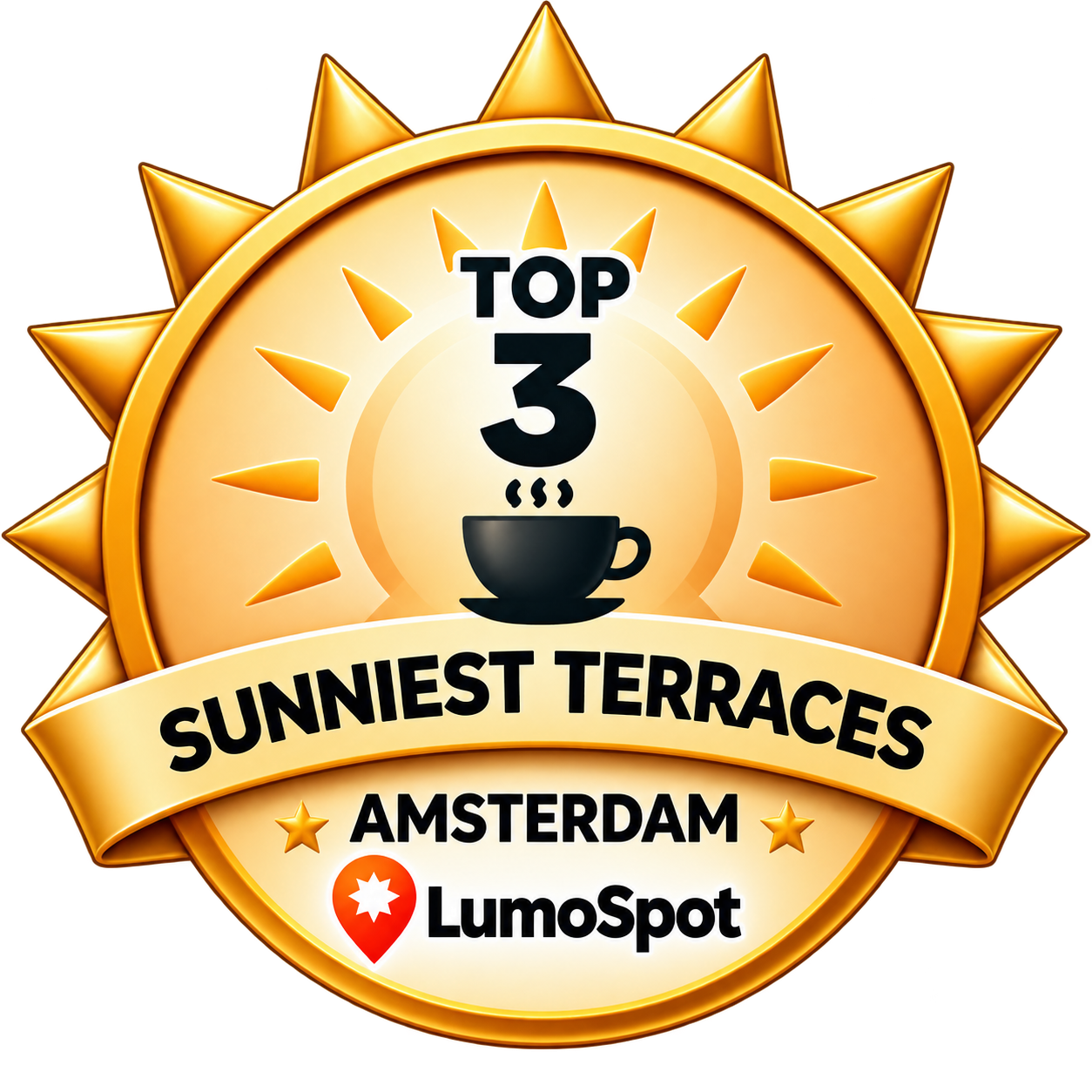 LumoSpot-badge Zonnigste terras van Amsterdam: Top 3 Café
