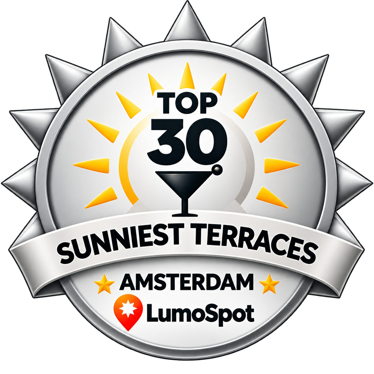 LumoSpot-badge Zonnigste terras van Amsterdam: Top 30 Bar