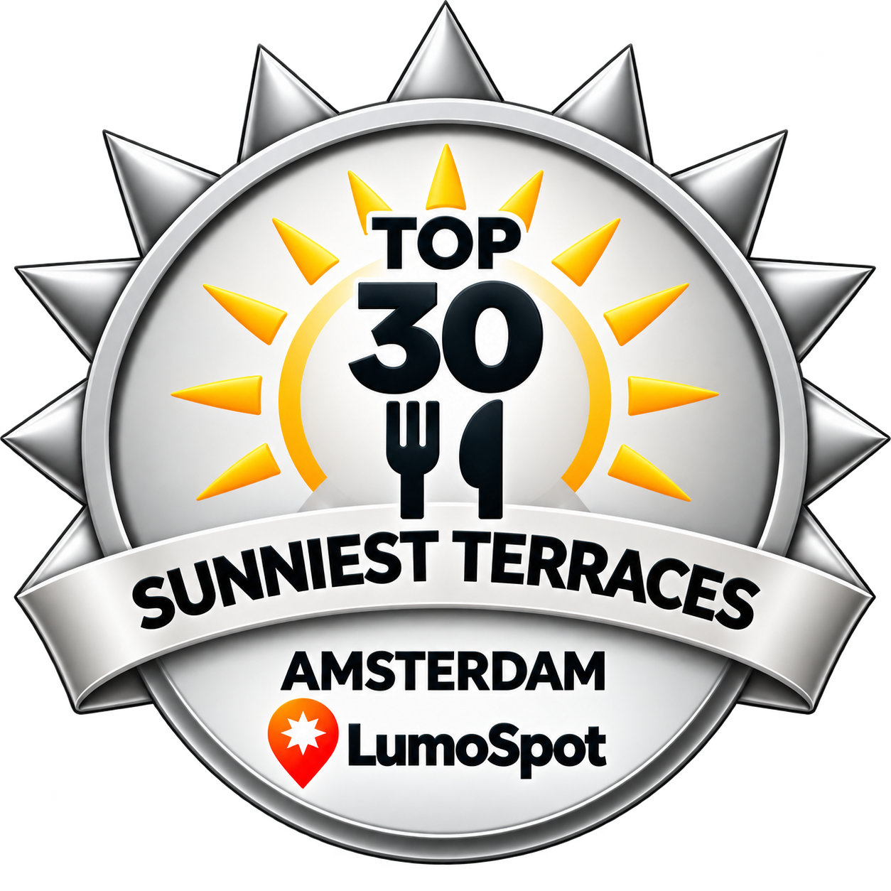 LumoSpot-badge Zonnigste terras van Amsterdam: Top 30 Restaurant