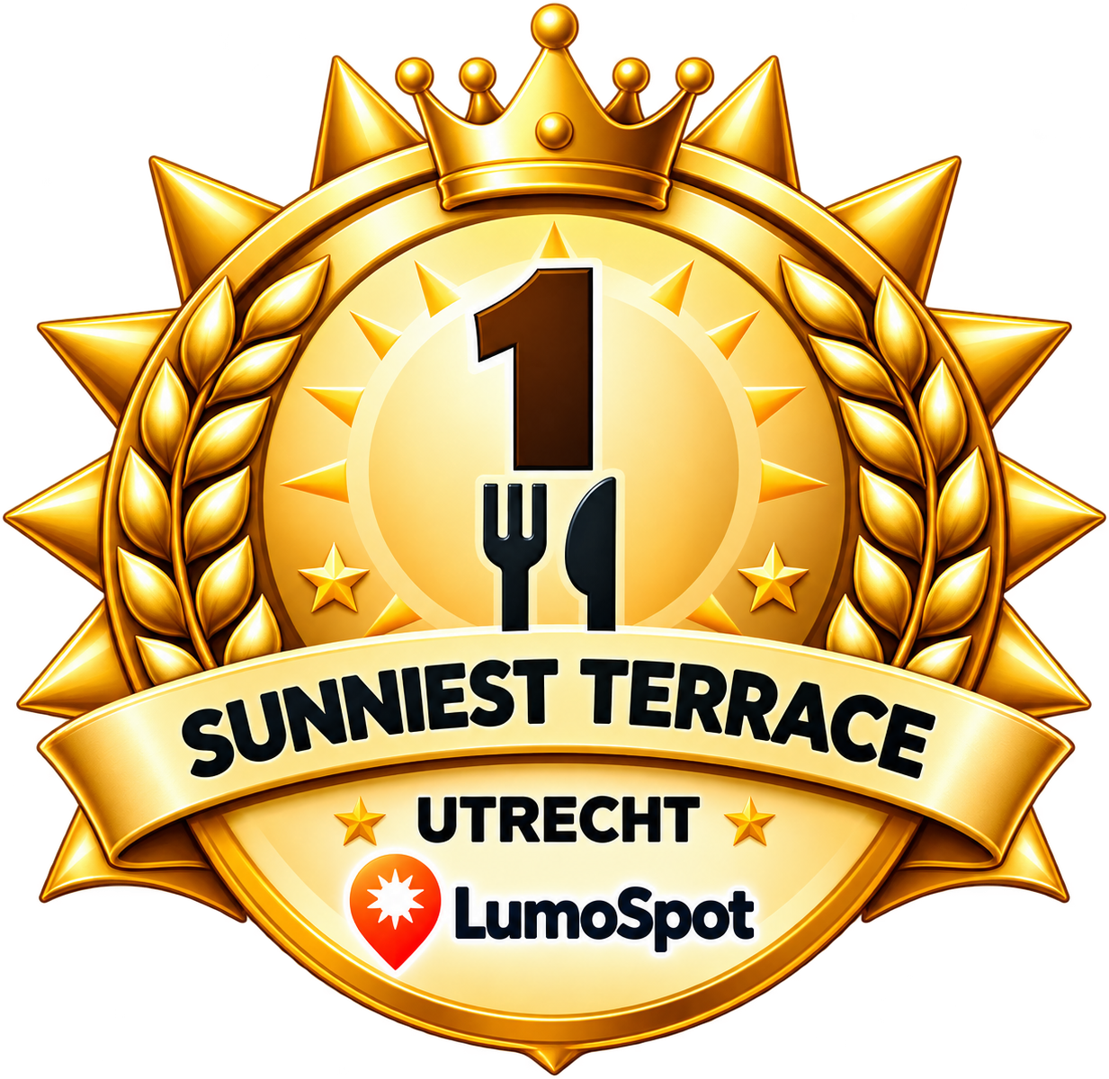 LumoSpot-badge Zonnigste terras van Utrecht: 1e plaats Restaurant